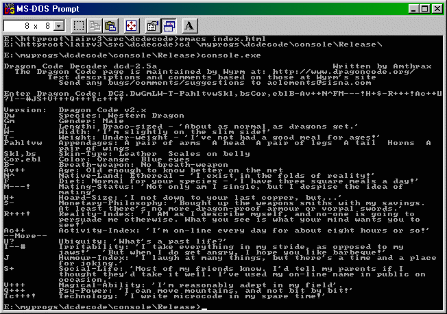 Win32 Console DCDecoder