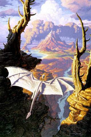 Image d'acceuil Unknown%20-%20Unknown%20-%20A%20white%20dragon%20soaring%20between%20the%20cliffs